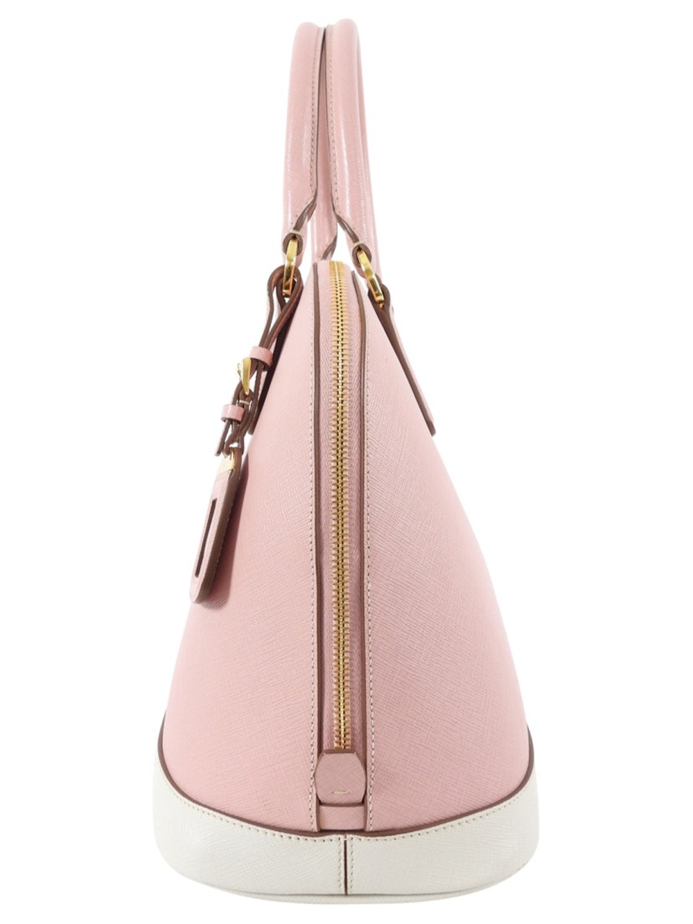Prada Pink Saffiano Dome Satchel with White Base and Gold Hardware - Picture 9 of 15
